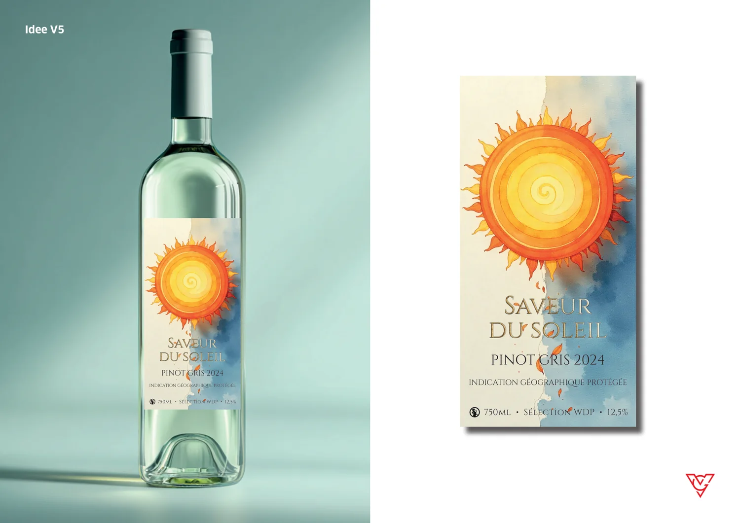 Saveur du Soleil etiket idee 5 — luchtige aquarelzon